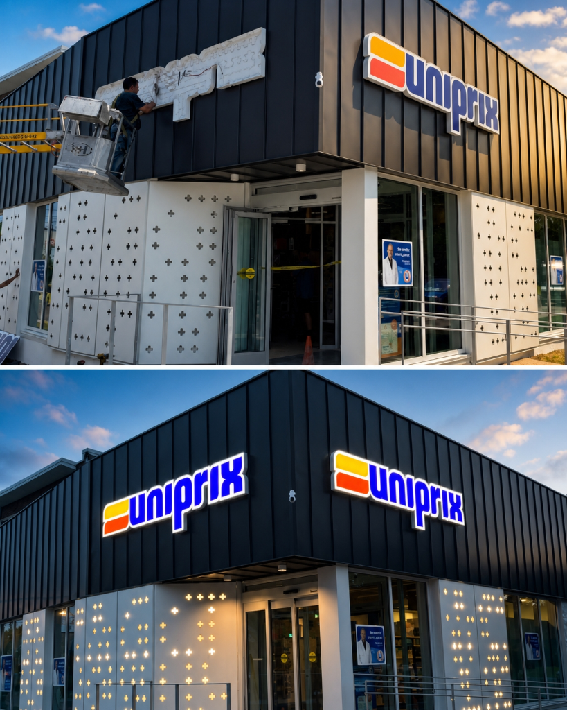 Fabrication et installation d'une enseigne lumineuse Uniprix